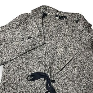 THEORY Black Tan Dubois Speckled Tie Close Wool Blend Blazer Light Jacket Size 6